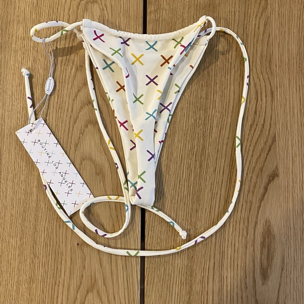NWT Boutine LA Size Large VENICE Ivory X Pattern SIDE-TIE BOTTOMS